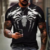Vasarinis spalvingas vyriškas viršus T-shirt 3D spausdintas Žmogus-voras Venom raštas Kasdienis mados trumpomis rankovėmis drabužis 5XL gray
