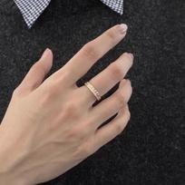 Fashion light luxury ring for women silver  diamond inlaid Trendy rhombus glossy Ring Stacked style party gifts resizable rožinio aukso spalvos
