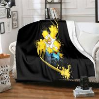 S-Simpson Minkštas pliušinis sofos-lovos pledas Animacinis Modernus flanelinis pledo užvalkalas Spausdintas pledas Dovana Pikniko pledai 75x90cm black