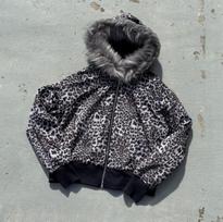 Dvipusis leopardinio rašto su gobtuvu ir užtrauktuku megztukas - Y2K retro patchwork gobtuvas rudeniui ir žiemai M black