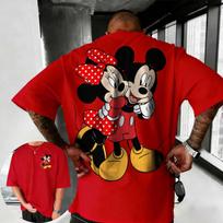 2026 m. vasara Disney mielas Mikės Pūkuotuko spaudinys T-shirt 100% grynos medvilnės trumpomis rankovėmis kasdienis laisvas kvėpuojantis viršutinis drabužis Unisex M black