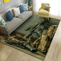 3D Assault Rifle Pistol Revolver Pattern Area Rug, Suitable for Kids' Play Area Anti-Slip Mat, Living Room Sofa Decorative Mat 40x60cm gray
