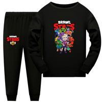 4094 Vaikams Berniukams Mergaitėms Brawl Stars Spaudos Ilgomis Rankovėmis Marškinėliai Kelnės Pižama Miego Drabužiai Miego Rinkinys 150cm juoda