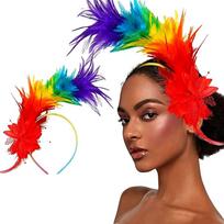Women'S Feather Fascinator Colored Headband Hair Accessories For Women Tea Party Stage Performance Headpiece black