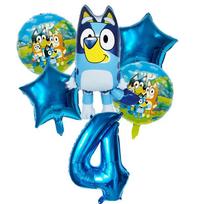 6 vnt. Šeima Bluey Aliuminio Balionas Animacinis Bingo Veiklos Žaislas Mėlynas Auksinė Žvaigždė Balionas Dekoro Kolekcija Gimimo Datos Šventė Kūdikio Dušo Reikmenys As Picture
