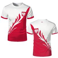 Lenkija 3D spausdinimo futbolo marškinėliai vyriški lauko sportui greitai džiūstantys kvėpuojantys marškinėliai unisex kasdienio gatvės stiliaus apvalios kaklo marškinėliai XL red