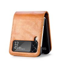 Sulankstomas odinis dėklas-krepšys, skirtas Samsung Galaxy Z Flip4 5G Flip3 Flip 4 3 Flip5 Flip6 Flip2 Flip 5 6 2 Kortelių laikiklis Telefonų priedai for Galaxy Z Flip 7 ruda
