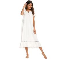 Vintažinė moteriška pižama Laisva miego suknelė Ilga naktinė suknelė Miego drabužiai Retro Viktorijos laikų moters naktinė suknelė XXL balta