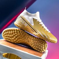 New Men Soccer Cleats Long Spikes Football Boots Training Shoes Ankle Sneakers Indoor Futsal Match Sport High-quality TF/FG 44 white