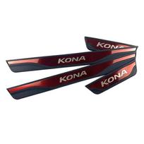 For HYUNDAI KONA 2024 2023 2022 2018 2019 2020 2021 EV Car Accessories Scuff Plate Door Sill Protection Cover Trim raudona