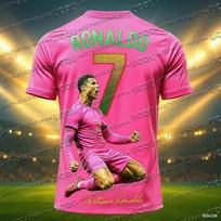 Ronaldo gerbėjų edition futbolo marškinėliai, 3D grafikos sportiniai marškinėliai, lengvi ir pralaidūs orui, puikiai tinka vasarai, unisex M pink