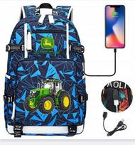 Traktoriaus USB Ausinės, Jaunimo Kuprinė, Vyriška Ir Moteriška Laisvalaikio Kelioninė Kuprinė 48CMX30CMX15CM black