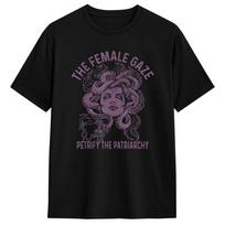 Unisex T-shirt Medūza Feministinis Moters Žvilgsnis Petrify Patriarchatą Marškinėliai Madingi Vasariniai Marškinėliai Y2k Retro Medvilniniai Drabužiai Dovana 4XL black
