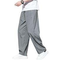 Fashion Rider wide pants mens trousers summer easy cool slacks cooling clothing large size sarouel loose bottoms plain straight stylish long spring gray