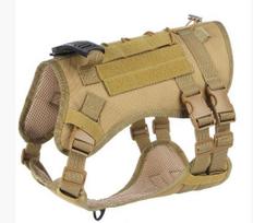 Atsparus vandeniui taktikinis šuns pavadėlis Anti-explosion Traukimo liemenė su Molle sistema vidutinio ir didelio dydžio šunims Lauko treniruotėms (Khaki,m 20-30kg)