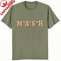 Mash Distressed Logo marškinėliai Unisex 4077 Licencijuotas Klasikinis TV šou Karinė žalia 2026 Aukštos kokybės prekės ženklas Laisvalaikio S gray