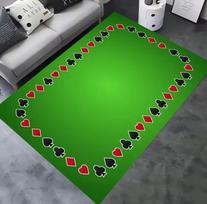 1pc Elegant Poker Card Pattern Green Carpet Soft Durable Living Room Decor Perfect for Christmas New Year Parties Enhances Home 60X90cm