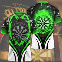 3D Spausdinti Šaunūs Dart Polo Marškinėliai Vyriški Asmenybės Rašto T-marškiniai Madingi Atsipalaidavę Gatvės Apykaklės Viršutiniai Drabužiai Trumpomis Rankovėmis Mygtukų T-marškiniai 5XL green
