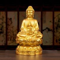 Statue of The Medicine Buddha Holding A Pagoda—For Home or Temple Display; Tathagata Peace Ornament high 15cm auksas