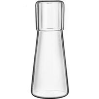 Bedside Night Water Carafe Set with Tumbler Glass, Clear Nightstand Carafe with Silicone Coaster for Bedroom and Guest Room 850ml white