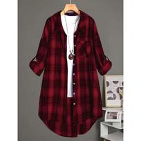 Women's Fashion Casual Mid‑Length Loose Shirt Jacket 3XL black