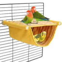 Accessories Cage Perch Cockatiel Plush Parrot Tent Sleeping Bed Bird Snuggle Hut Hanging Hammock L geltona
