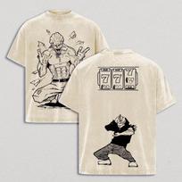 Anime Jujutsu Kaisen Hakari Kinji Marškinėliai Vintage Išplauti Oversize Marškinėliai Vyrams Moterims Drabužiai Trumpomis Rankovėmis Poliesterio Marškinėliai Viršutiniai Drabužiai L smėlis
