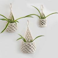 Boho Macrame Plant Hangerbasket For Succulents Cotton Rope Woven Hanging Basket With Net Pouch Home Decoration Organizer A10