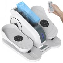 Sėdimasis pedalų treniruoklis, Mini elipsinis treniruoklis su LCD monitoriumi, Nuotolinio valdymo pulteliu, 10 reguliuojamų greičio lygių, Baltas 45 x 42 x 27 cm balta