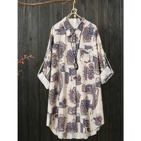 Women's Fashion Casual Mid‑Length Loose Shirt Jacket 6XL gray