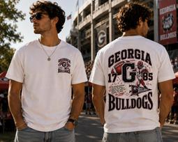 Georgia Bulldogs Football T-Shirt | Vintage College Team Logo L black