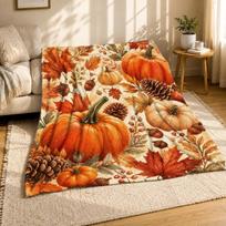 Rudens Moliūgo Koralinio Vilnos Antklodė 100cm*130cm