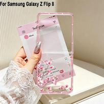 Samsung Galaxy Z Flip8 dėklas su rožinėmis gėlėmis, sulankstomas, skaidrus kietas dangtelis Samsung Galaxy Z Flip 8, vyšnių žiedų dėklas Galaxy Z Flip 8