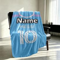 Custom Name Personalized Lionel Messi Print Blankets, Home Decor, Bedroom, Sofa, Camping, Couch, Gifts for Birthday Christmas 80cmx120cm gray