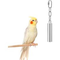 Stainless Steel Bird Cage Bell Toy Hanging Chew Toy for Parrot Parakeet Budgie Cockatiel Conure African Grey Pet Birds beige
