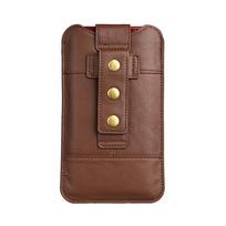 Prabangus karvės natūralios odos mobiliojo telefono dėklas, rankinis juosmens diržo segtukas, skirtas iPhone 16 15 Pro Samsung Galaxy S24 S23 Plus Xiaomi Redmi Oppo Holster Pouch L(6.3-6.9 Inch) ruda