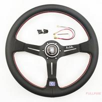 Wood Steering Wheel 350MM Nardi Steering Wheel Classic Drift Racing Steering Wheel Rally Steering Wheel automobilis leather black