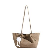 Women's travel bag  autumn vintage casual versatile shoulder bag  large capacity tote beige