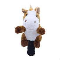 Golfo lazdos galvutės užvalkalas mediniam vairuotojui, pliušinis aksesuaras, treniruotėms Horse white