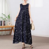 Didelio dydžio vasarinė ilga suknelė moterims, drabužiai, elegantiška berankovė laisva kasdieninė suknelė 5XL black