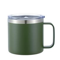 14oz kavos puodelis su rankena Yeti termosas nerūdijančio plieno vakuuminis izoliuotas terminis alaus puodelis kelioninis termosas su sandariu dangteliu 14oz (410ml) armijos žalia spalva