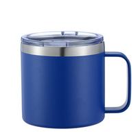 14oz kavos puodelis su rankena Yeti termosas nerūdijančio plieno vakuuminis izoliuotas terminis alaus puodelis kelioninis termosas su sandariu dangteliu 14oz (410ml) tamsiai mėlyna spalva
