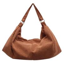 Single shoulder velvet women's bag  large capacity travel bag  double shoulder backpack  new casual brown