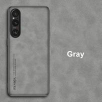 Prabangus odinis dėklas Sony Xperia 1 5 10 V 5 IV 5G, galinis dangtelis, silikoninė apsauga, telefono dėklas Sony Xperia 1 5 10 IV Coque For Xperia 10 V pilka spalva