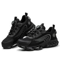 Anti-smash Steel Toe Protection Safety Shoes Men Rotating Button Work Safety Shoes for Men Anti Puncture Work Shoes Sneakers 39 black