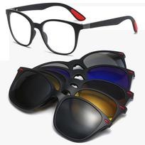 6 viename akinių rėmelis vyrams, moterims, su 5 vnt. prisegamais akiniais nuo saulės, magnetiniais akiniais, vyriškais kompiuteriniais optiniais 2201 Polarized black