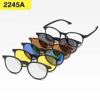 6 viename akinių rėmelis vyrams, moterims, su 5 vnt. prisegamais akiniais nuo saulės, magnetiniais akiniais, vyriškais kompiuteriniais optiniais 2201 Polarized black