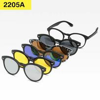 6 viename akinių rėmelis vyrams, moterims, su 5 vnt. prisegamais akiniais nuo saulės, magnetiniais akiniais, vyriškais kompiuteriniais optiniais 2201 Polarized black