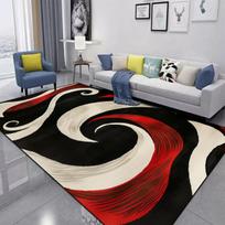Raudona Juoda Sūkurinė Kiliminė Danga Abstraktaus Rašto Kilimas Svetainei Didelis Miegamojo Dekoravimo Kilimas Šviesaus Prabangumo Sofos Stalo Kilimėlis Neslystantis 60x90cm door mat