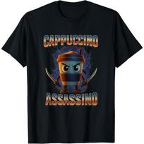 Cappuccino Assassino Brainrot Italian Meme T-Shirt(2) L juoda